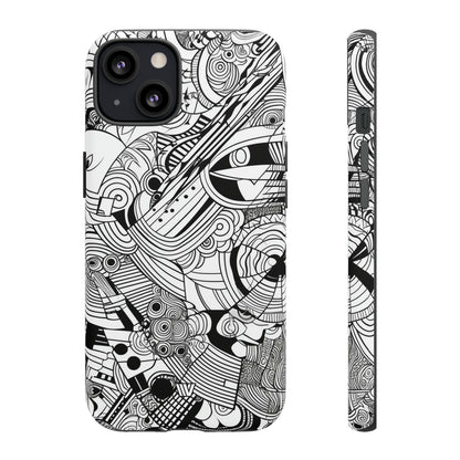 B&W ABSTRACT DOODLE | Tough Phone Case