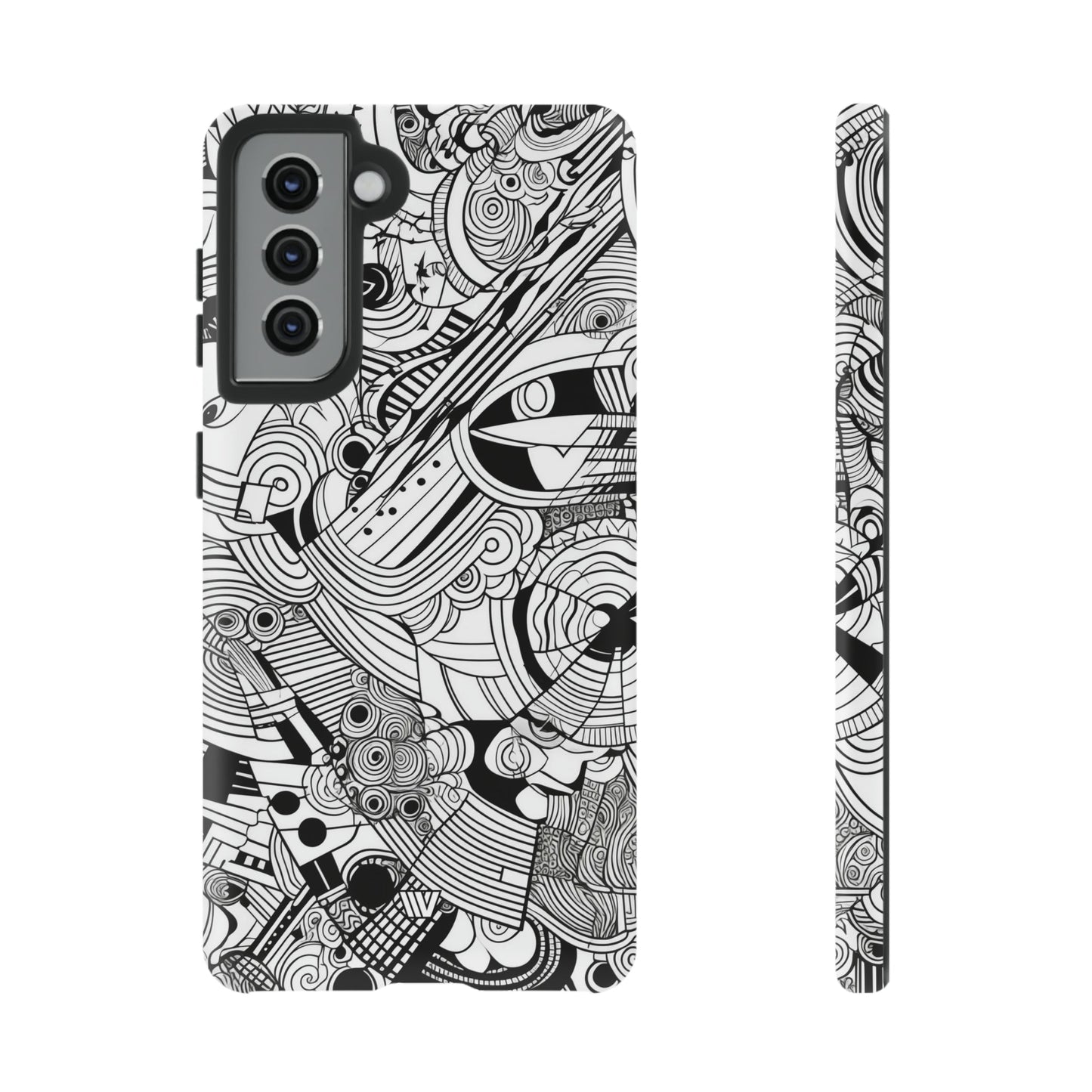 B&W ABSTRACT DOODLE | Tough Phone Case