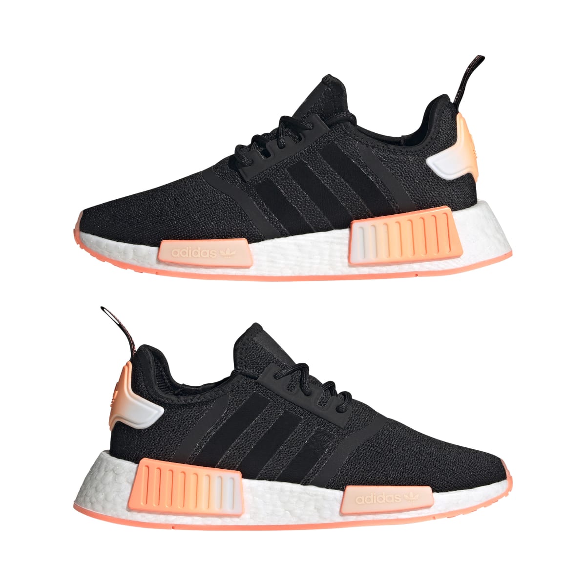 ADIDAS GW9463 NMD_R1 WMN`S (Medium) Black/Orange/White Stretch Fabric Running Shoes