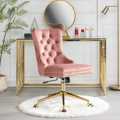 Velvet Upholstered Tufted Button  Office Chair