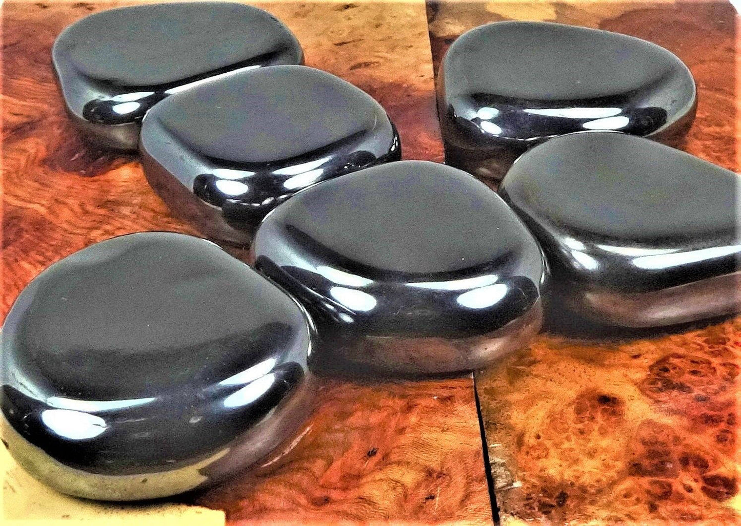 Magnetic Hematite Palm Stone (1 pc) Round Polished Gemstone Magnets Healing Crystals and Stones