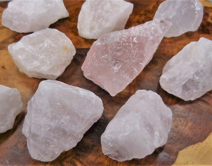 Rough Rose Quartz Crystal (3 Pcs) Raw Pink Stone Quality Display Piece Gemstones Rock Healing Crystals Natural Stones