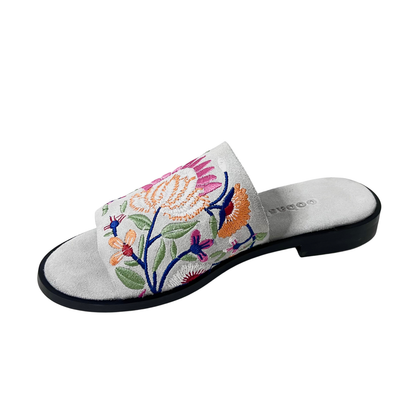 Rose Ice embroidered suede leather Mule