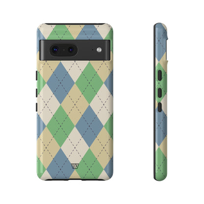 GREEN BLUE BEIGE ARGYLE | Tough Phone Case