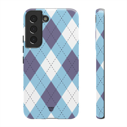 BLUE WHITE PURPLE ARGYLE | Tough Phone Case