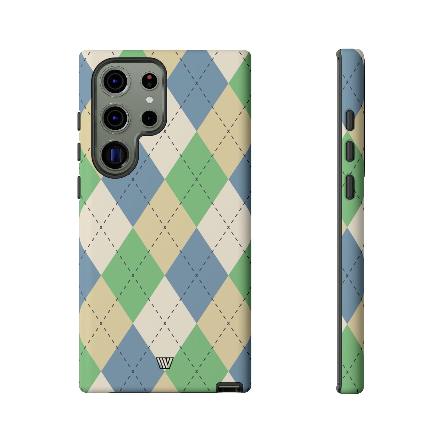 GREEN BLUE BEIGE ARGYLE | Tough Phone Case