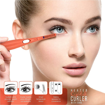 Heated Eyelash Curler With Comb, Provides Long Lasting Curl In Seconds