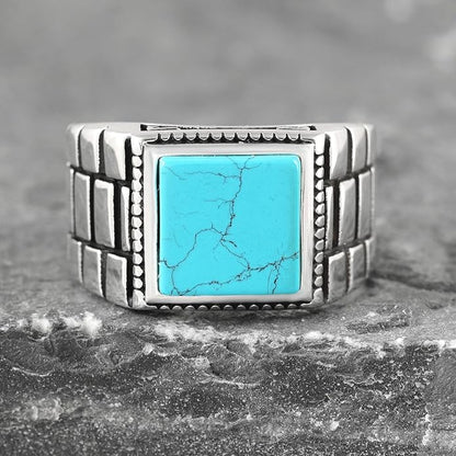 Chimoda Watch Design Sterling Silver Ring for Men Turquoise Stone