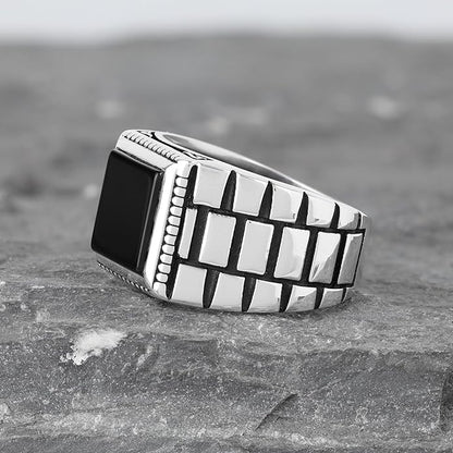 Chimoda Watch Design Sterling Silver Ring for Men Onyx Stone