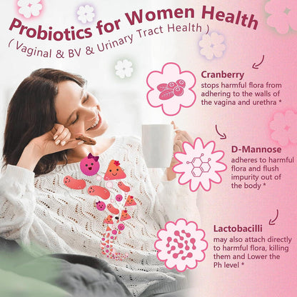 Probiotics + Vitamins + Prebiotic for Women, with Skin and Vaginal Health