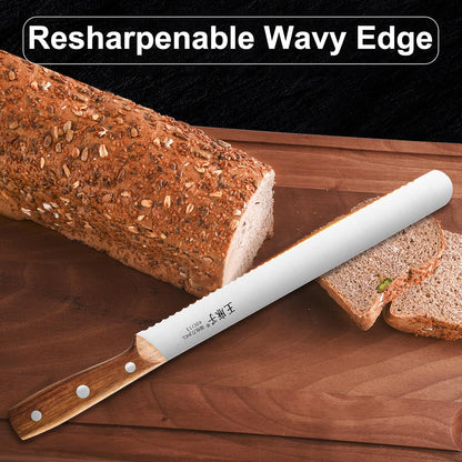 WANGMAZI Serrated Bread Knife(11inch, Silver)