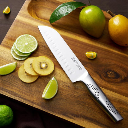 WANGMAZI Chef Santoku Knife（7-Inch, Sliver）