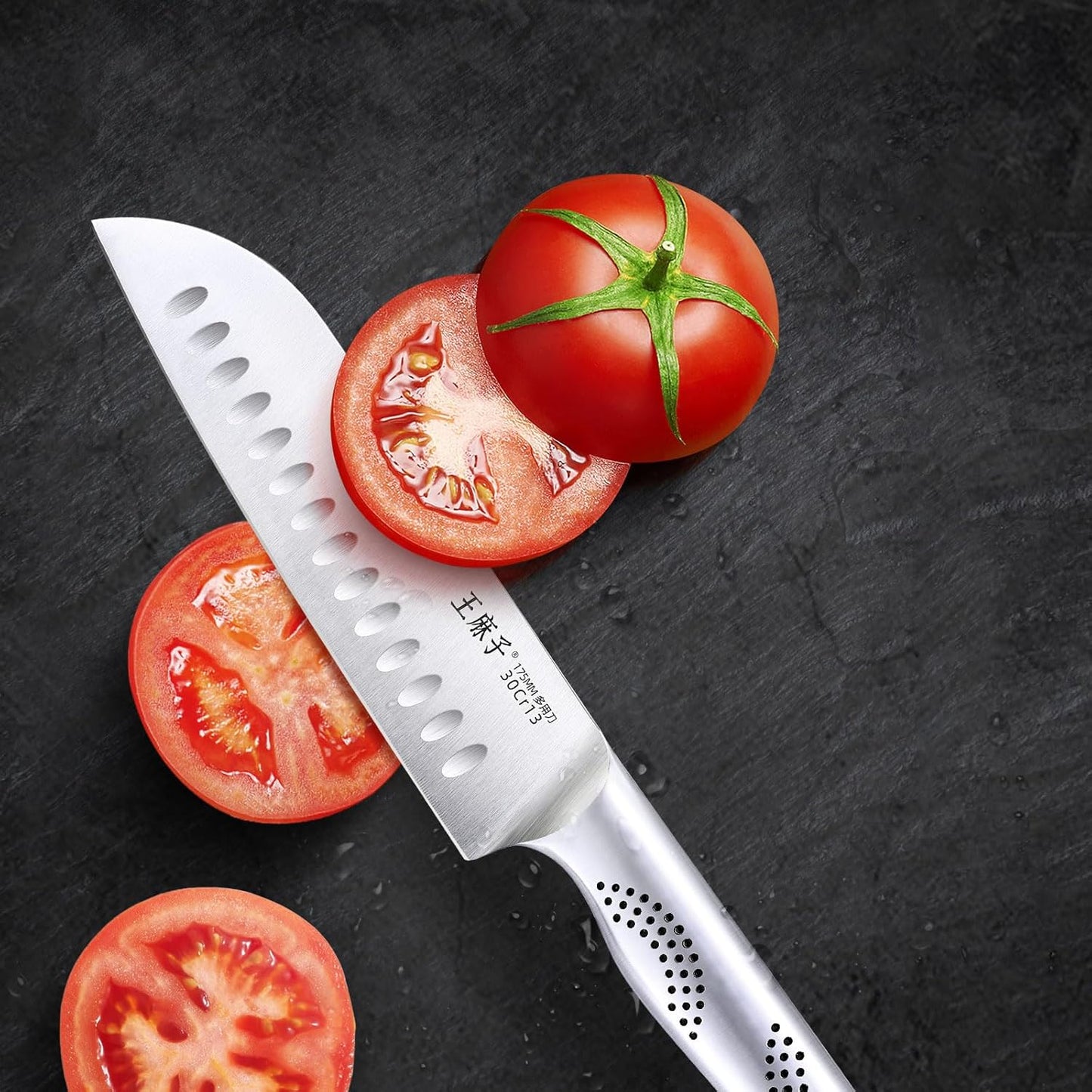 WANGMAZI Chef Santoku Knife（7-Inch, Sliver）