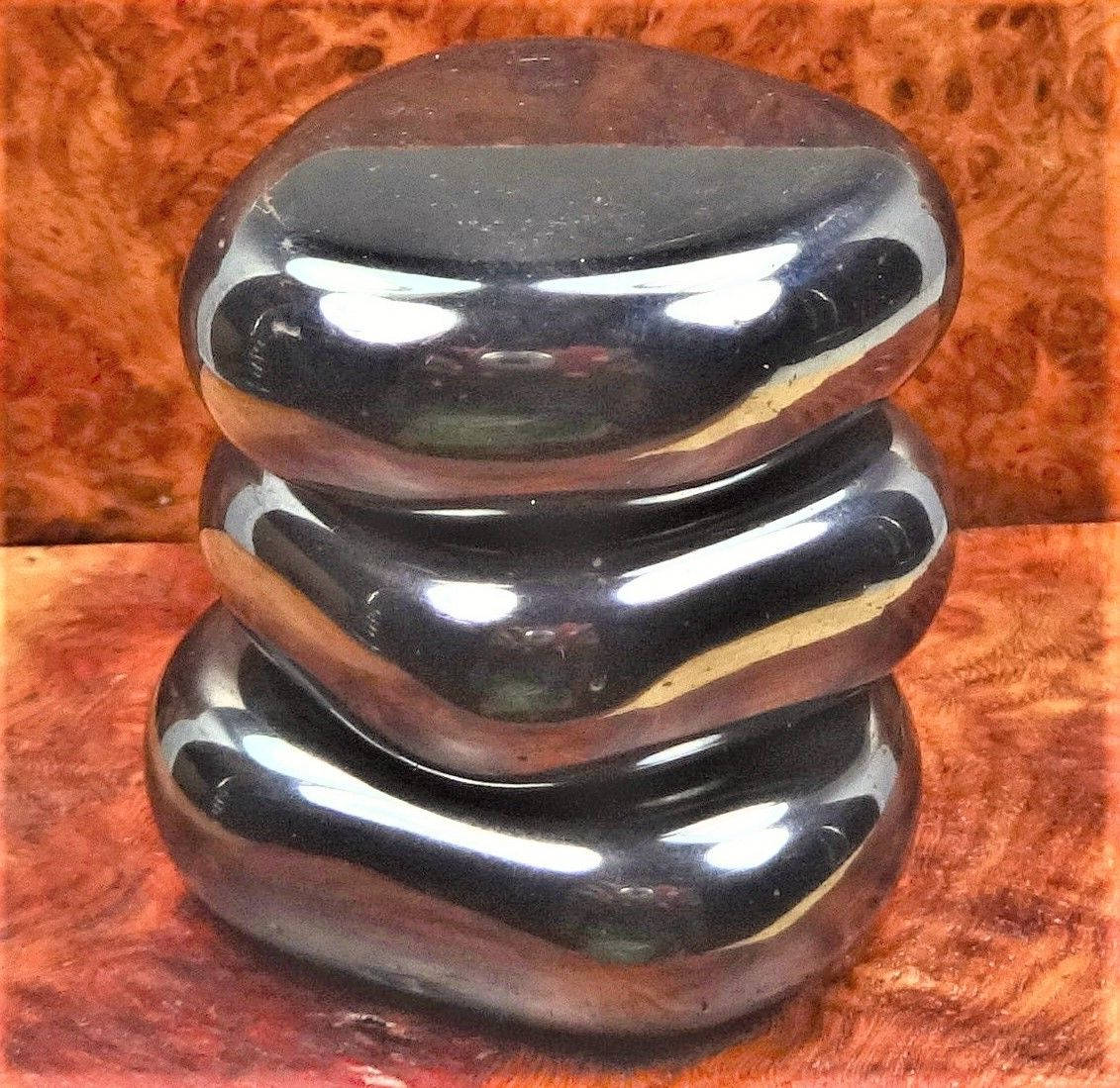 Magnetic Hematite Palm Stone (1 pc) Round Polished Gemstone Magnets Healing Crystals and Stones