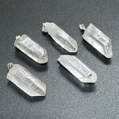 Raw Quartz Crystal Pendant Point Pendant Silver Necklace Charm Gemstone