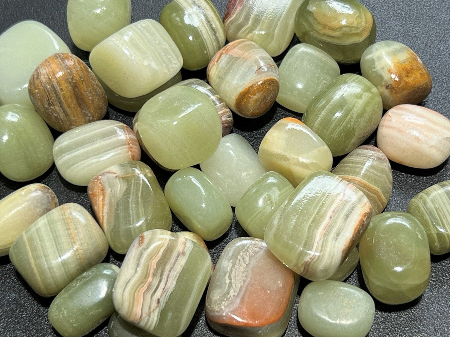 Green Banded Onyx Tumbled (1/2 lb) 8 oz Bulk Wholesale Lot Half Pound Polished