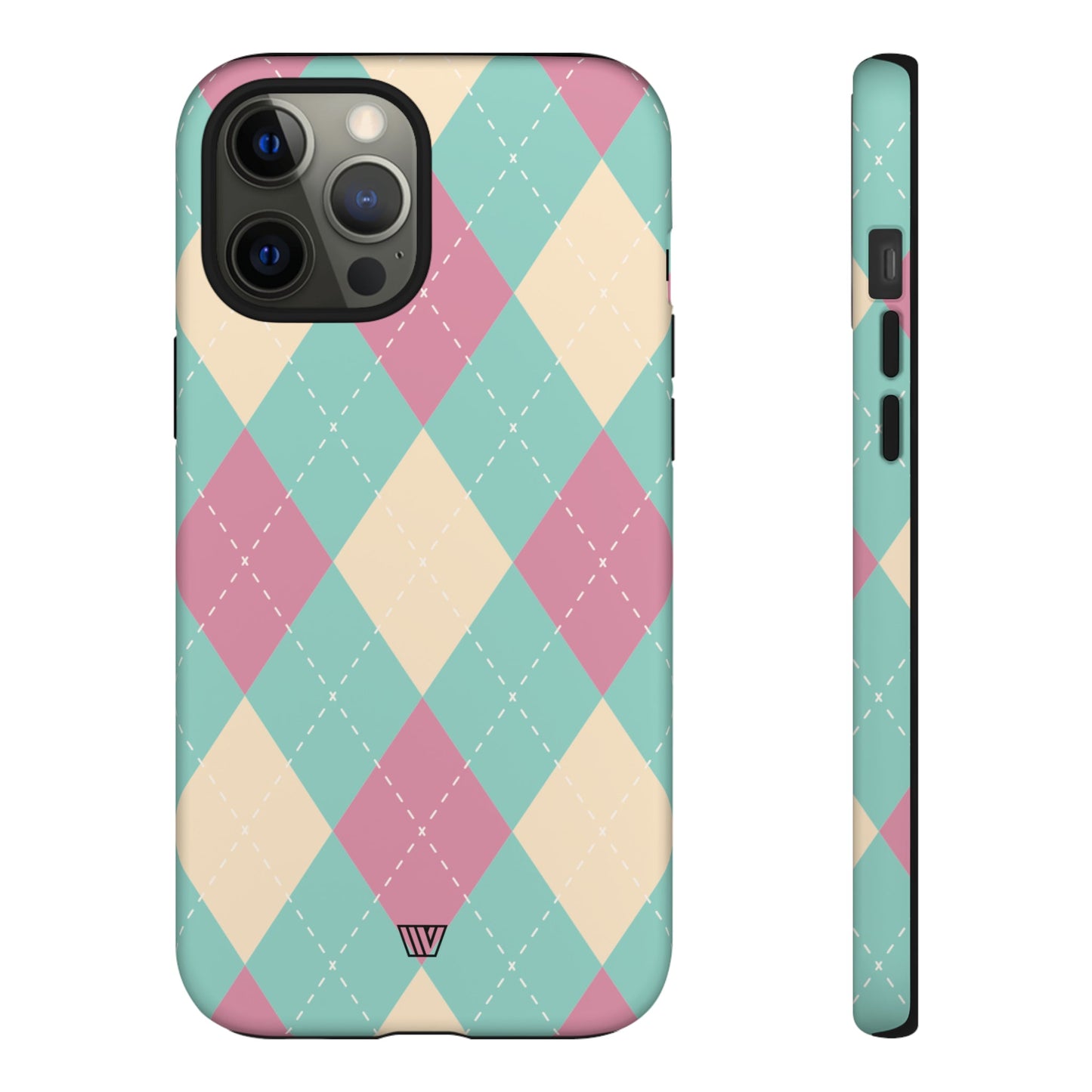 BLUE PINK BEIGE ARGYLE | Tough Phone Case