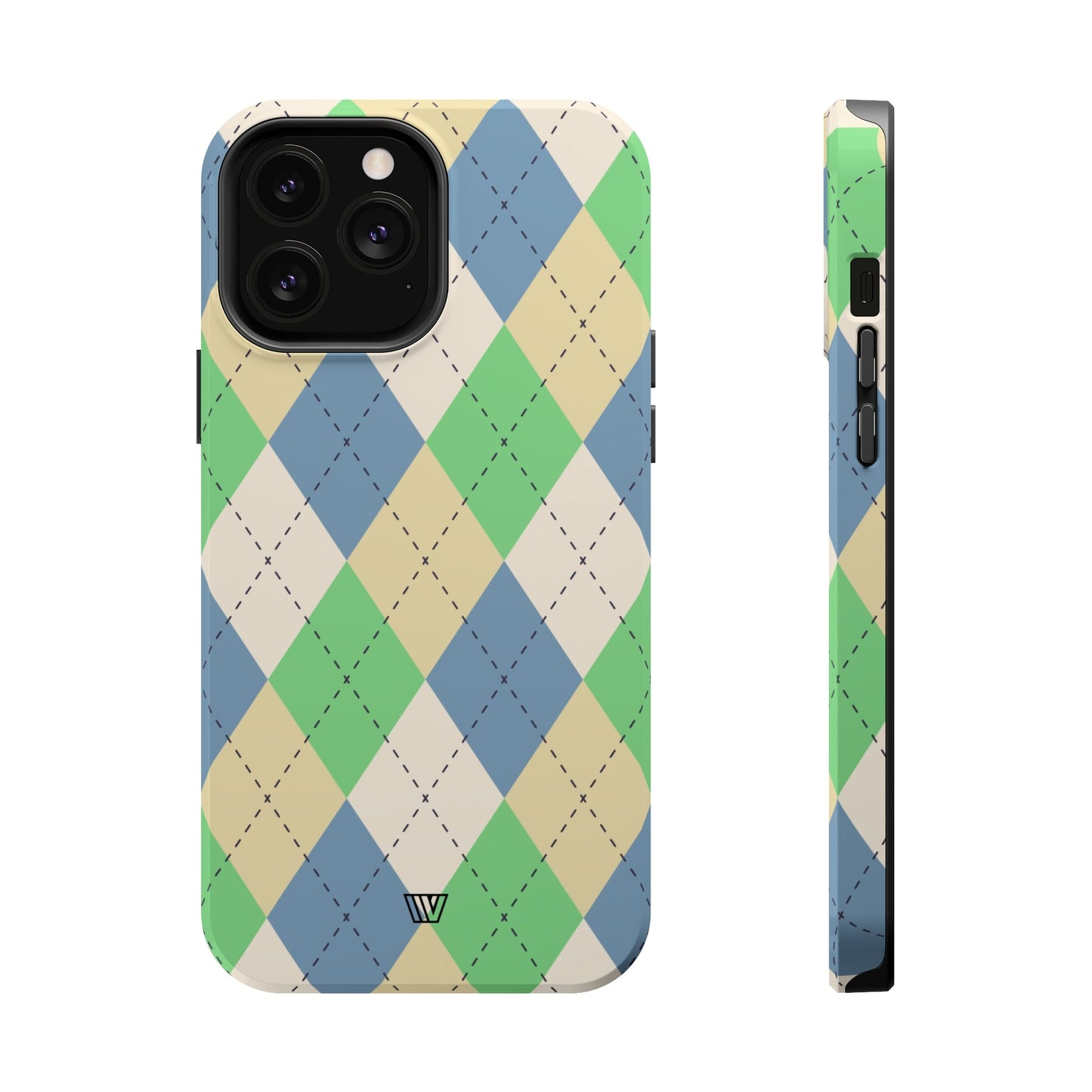 GREEN BLUE BEIGE ARGYLE | MagSafe Tough iPhone Case