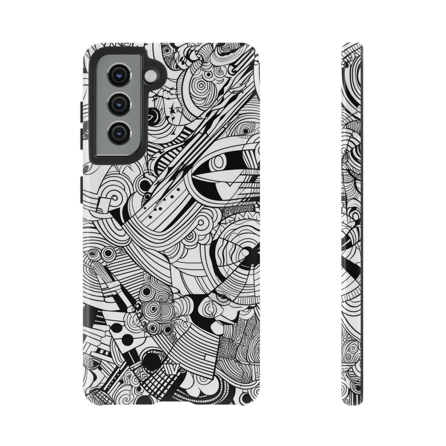 B&W ABSTRACT DOODLE | Tough Phone Case