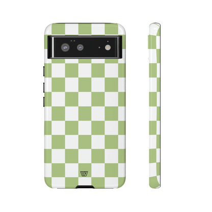 PALE OLIVE WHITE CHECKERBOARD | Tough Phone Case