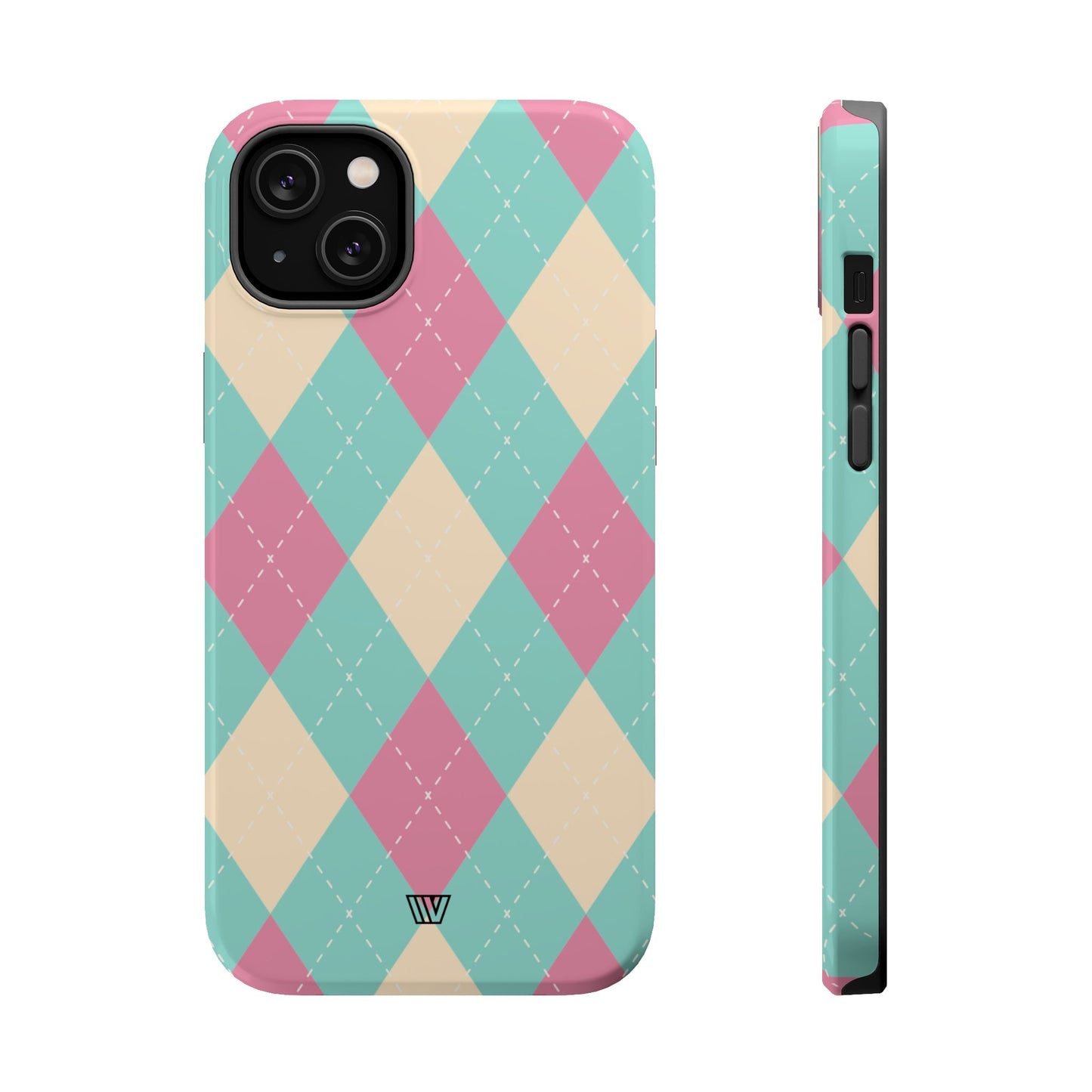 BLUE PINK BEIGE ARGYLE | MagSafe Tough iPhone Case