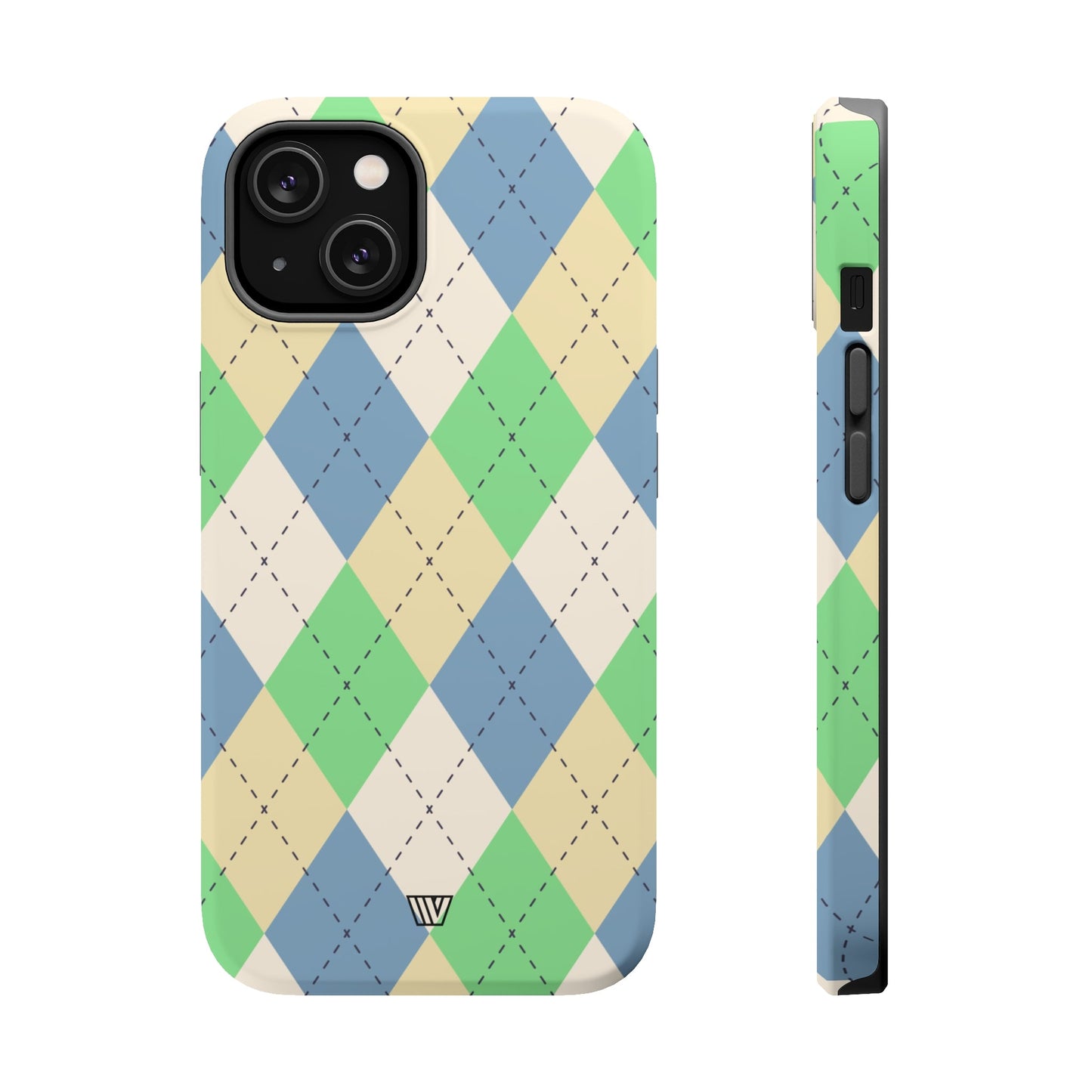 GREEN BLUE BEIGE ARGYLE | MagSafe Tough iPhone Case