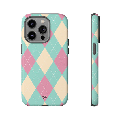 BLUE PINK BEIGE ARGYLE | Tough Phone Case