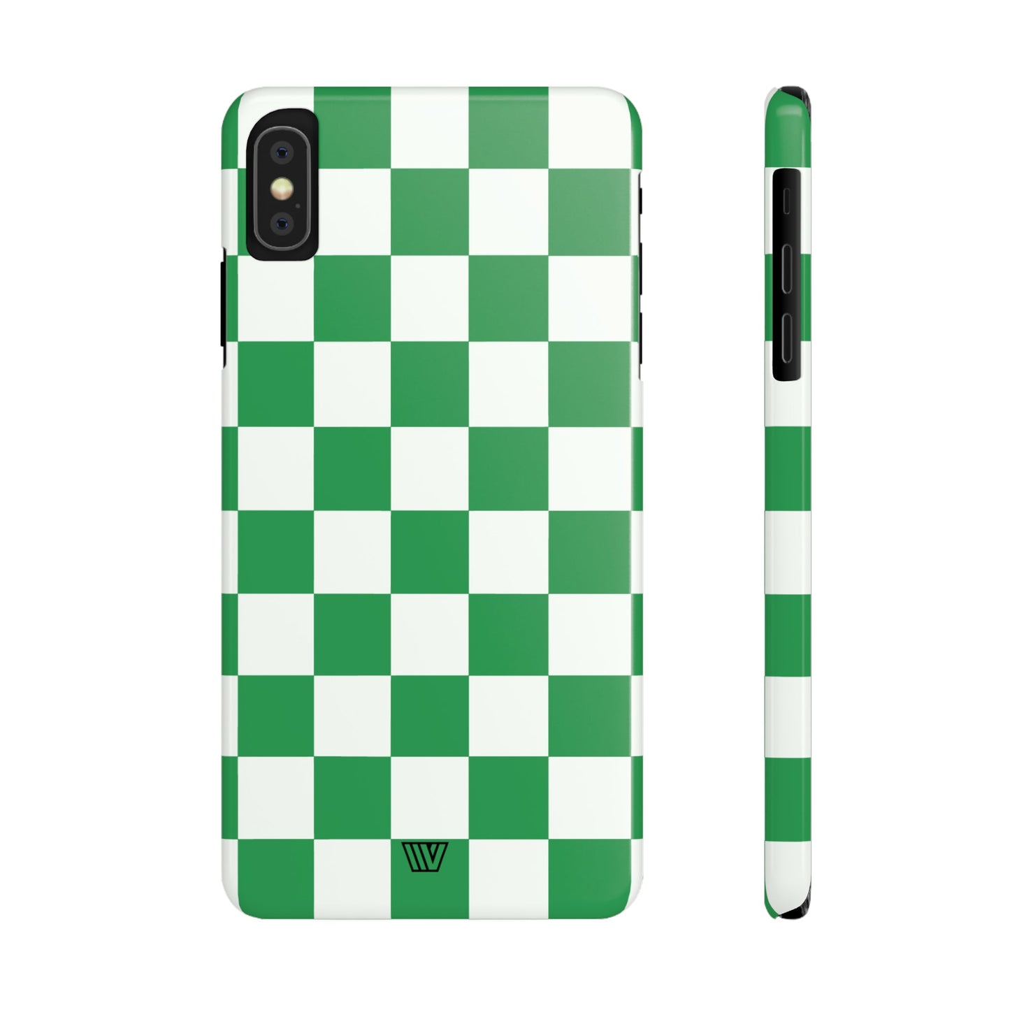 GREEN WHITE CHECKERBOARD | Slim iPhone Case