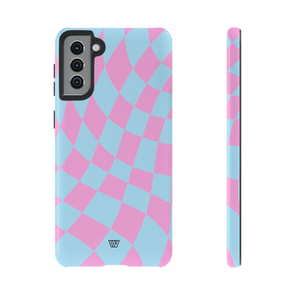 BLUE PINK CURVY CHECKERBOARD | Tough Phone Case