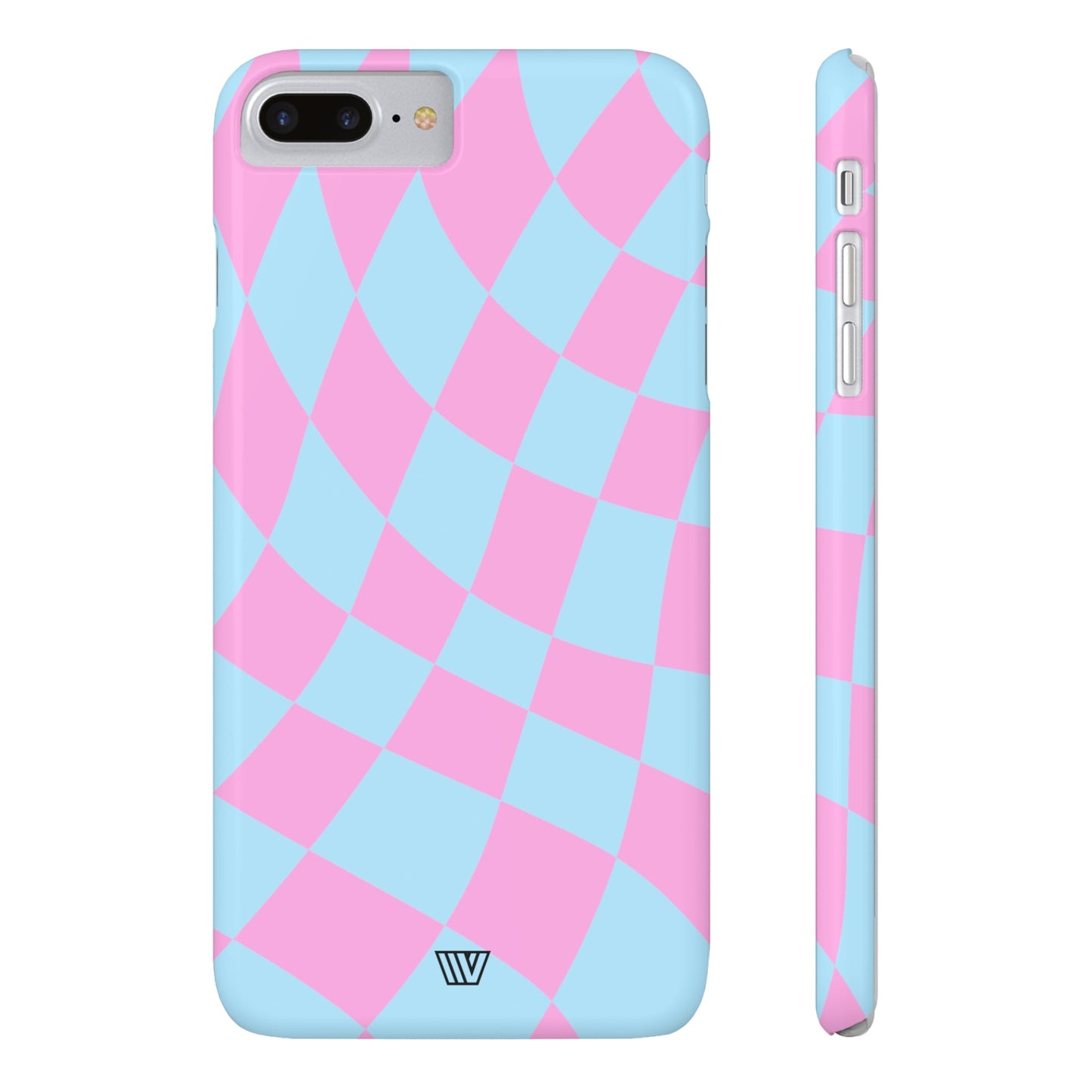 BLUE PINK CURVY CHECKERBOARD | Slim iPhone Case