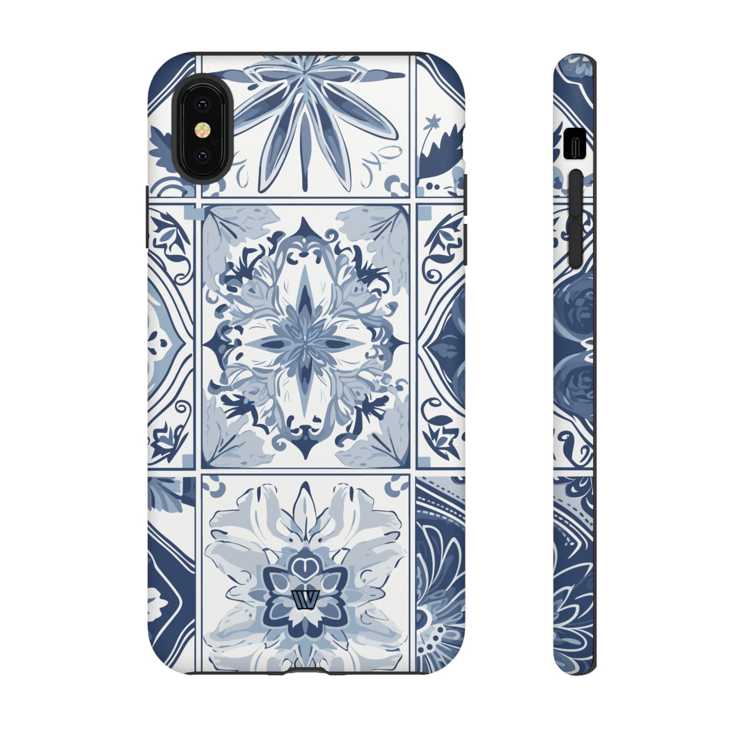 BLUE WHITE TILE | Tough Phone Case