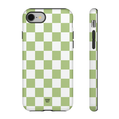 PALE OLIVE WHITE CHECKERBOARD | Tough Phone Case