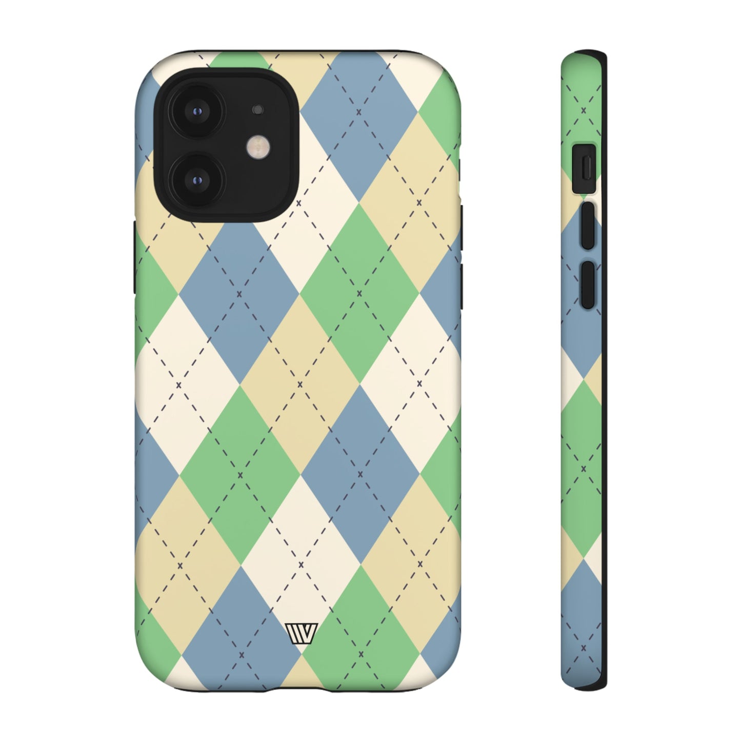 GREEN BLUE BEIGE ARGYLE | Tough Phone Case