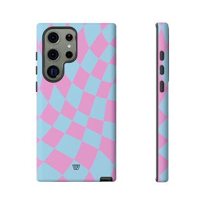 BLUE PINK CURVY CHECKERBOARD | Tough Phone Case