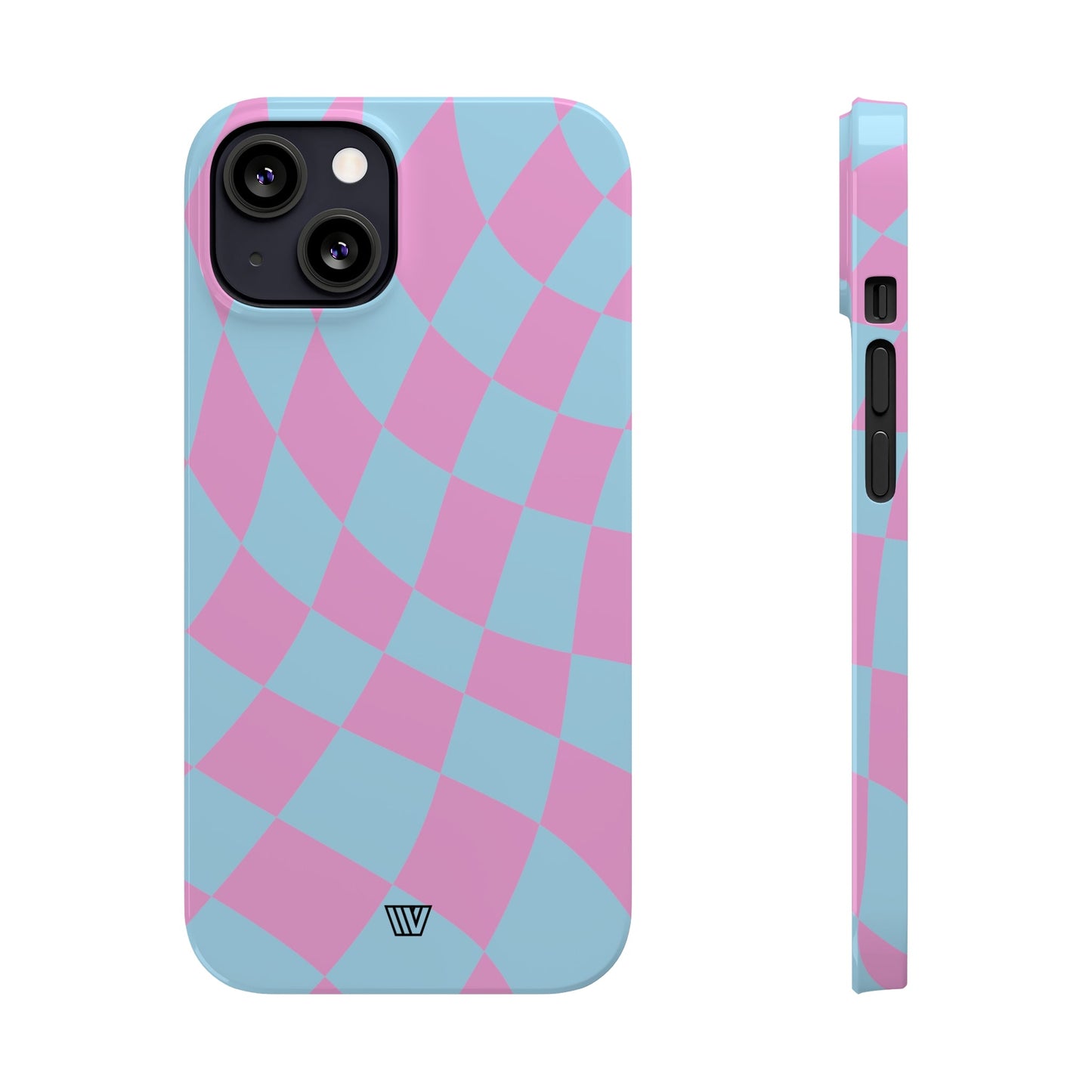 BLUE PINK CURVY CHECKERBOARD | Slim iPhone Case