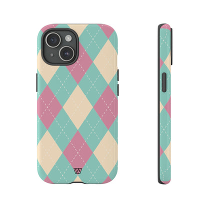 BLUE PINK BEIGE ARGYLE | Tough Phone Case