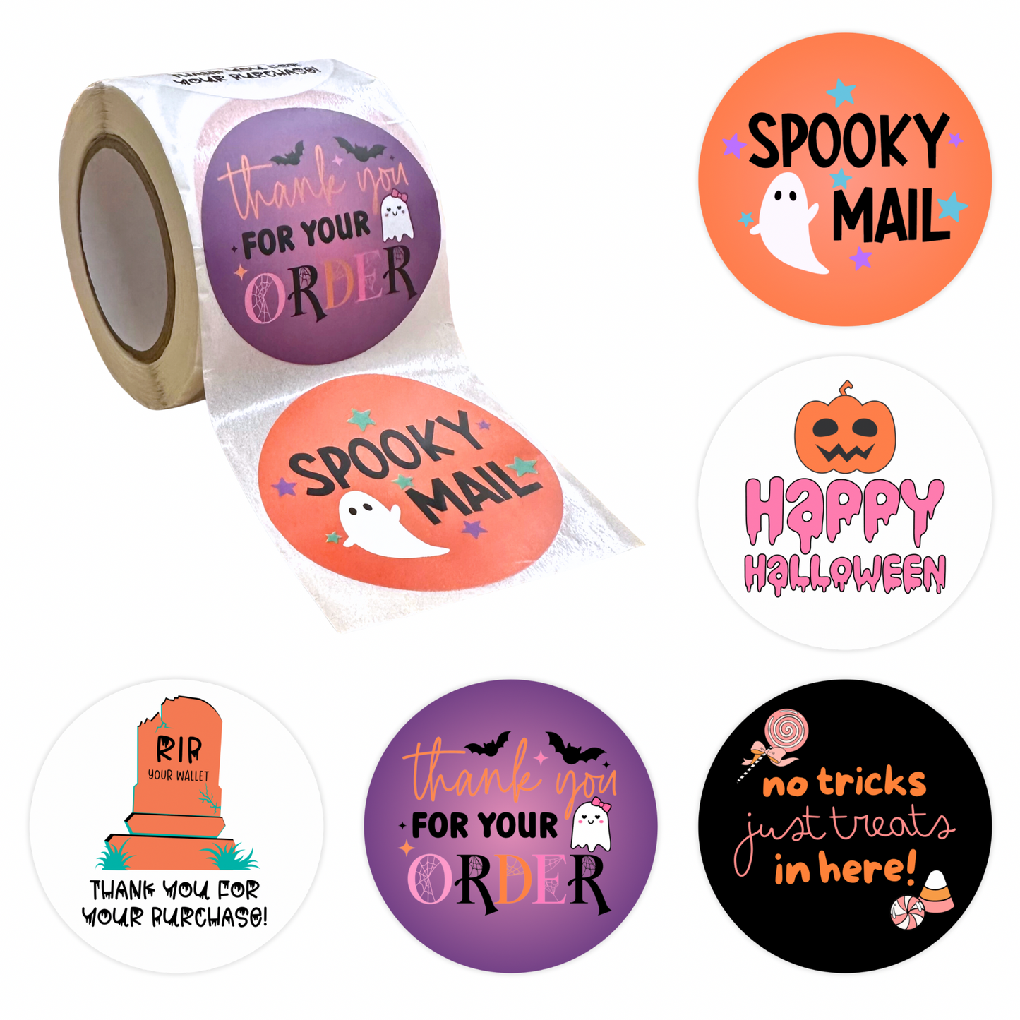 2” Sticker Roll- Halloween Mix (250 Stickers)