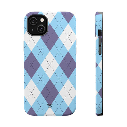 BLUE WHITE PURPLE ARGYLE | MagSafe Tough iPhone Case