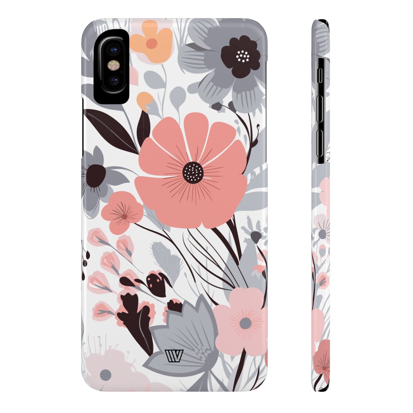 GRAY PASTEL FLOWERS | Slim iPhone Case