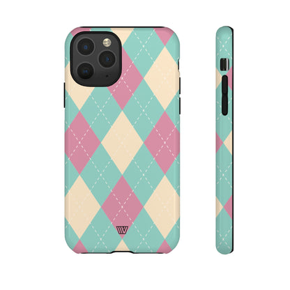 BLUE PINK BEIGE ARGYLE | Tough Phone Case