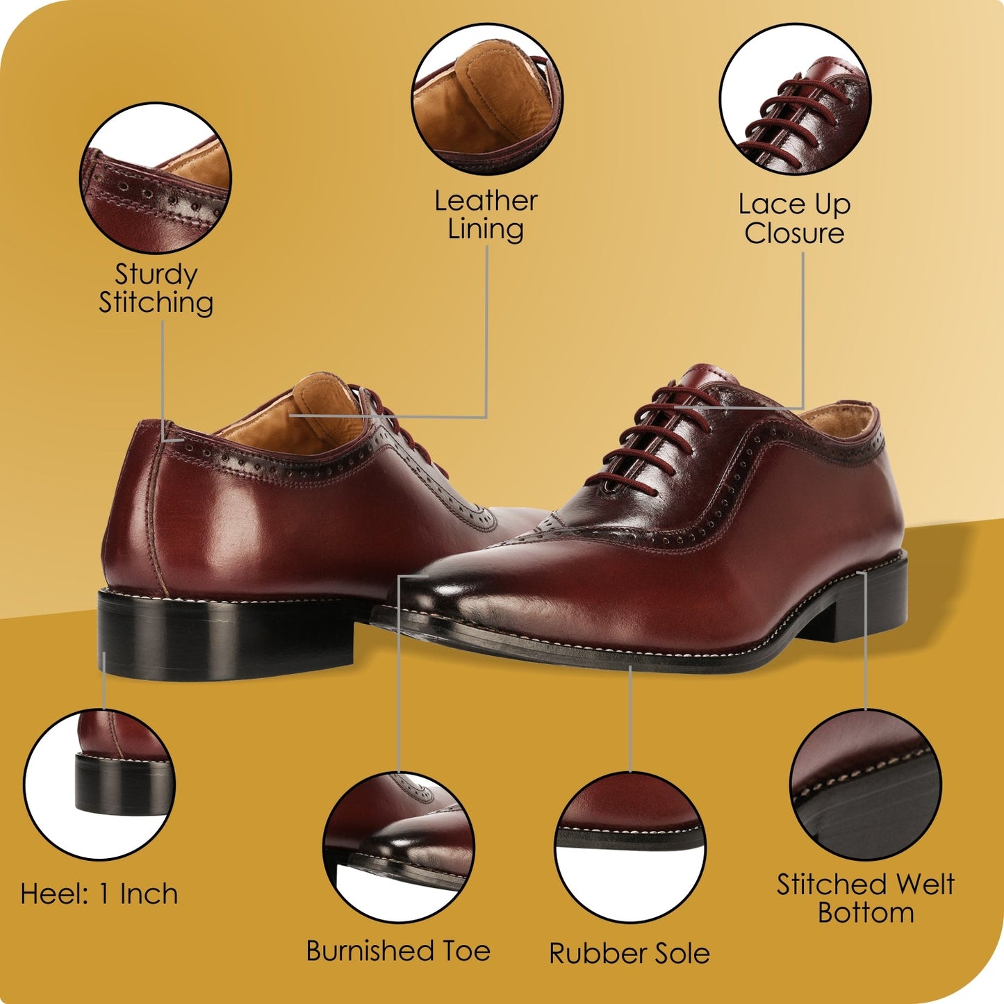 Debonair Genuine Leather Oxford Style Dress Shoes For Men