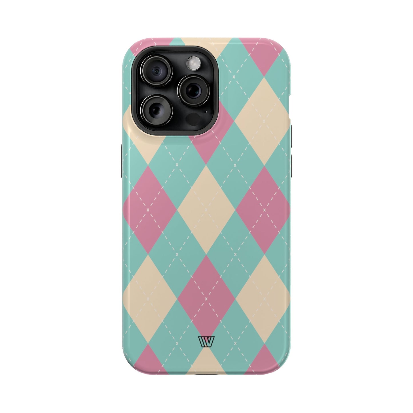 BLUE PINK BEIGE ARGYLE | MagSafe Tough iPhone Case