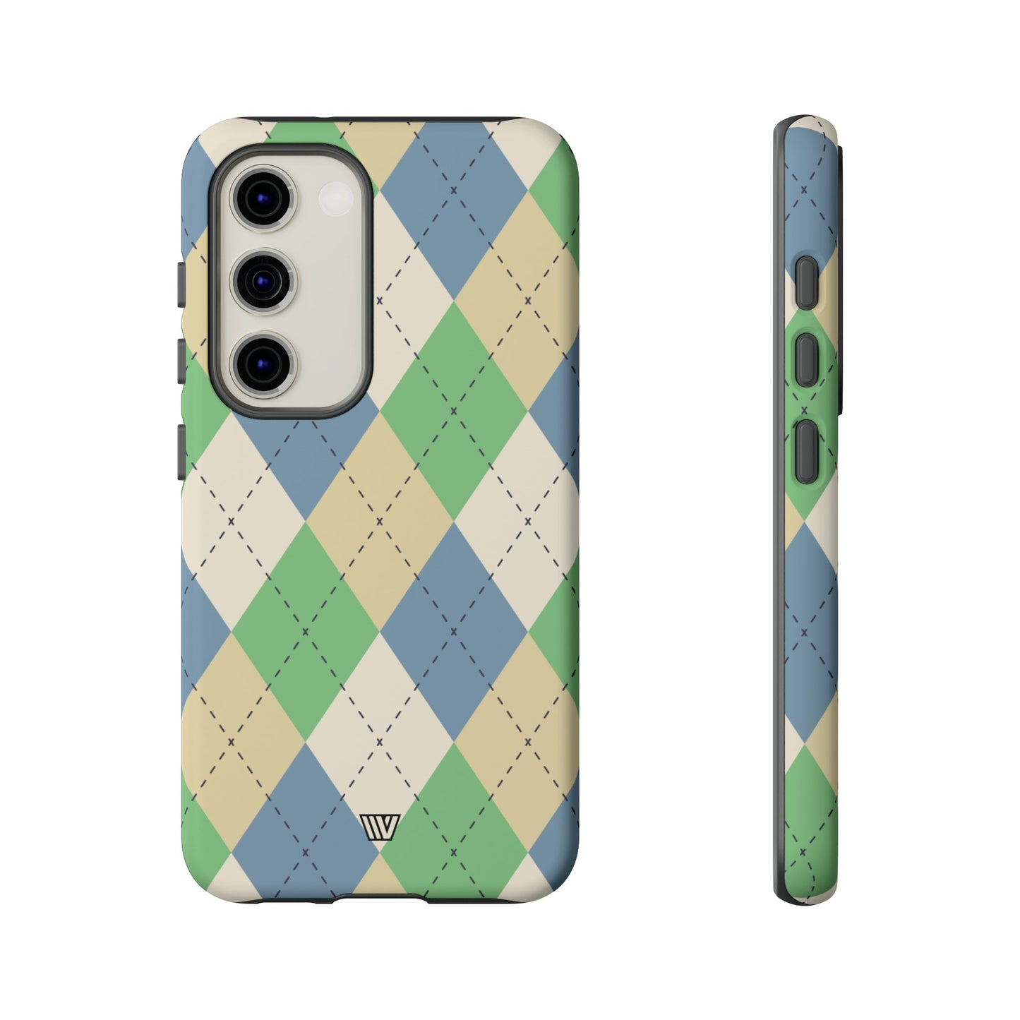 GREEN BLUE BEIGE ARGYLE | Tough Phone Case