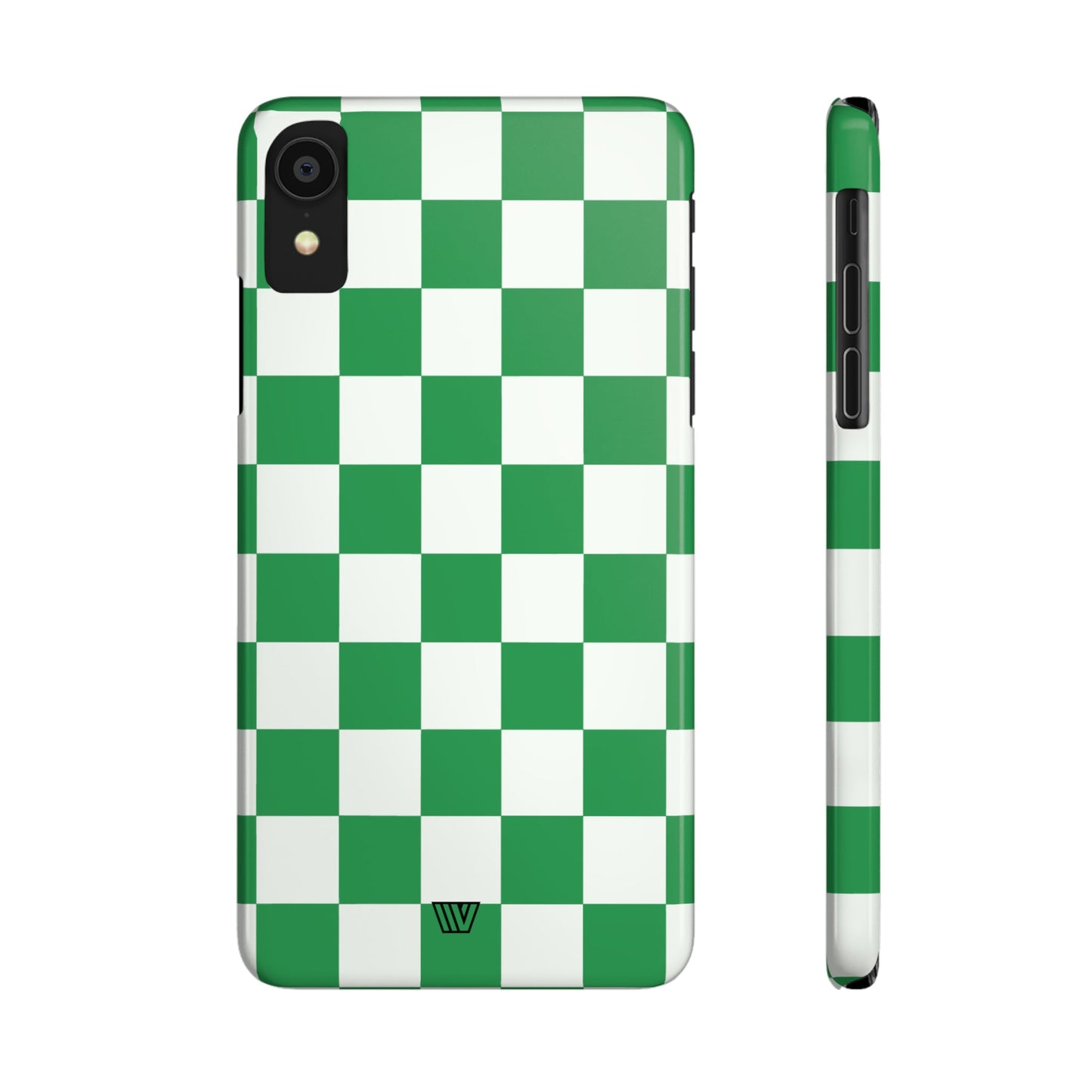 GREEN WHITE CHECKERBOARD | Slim iPhone Case