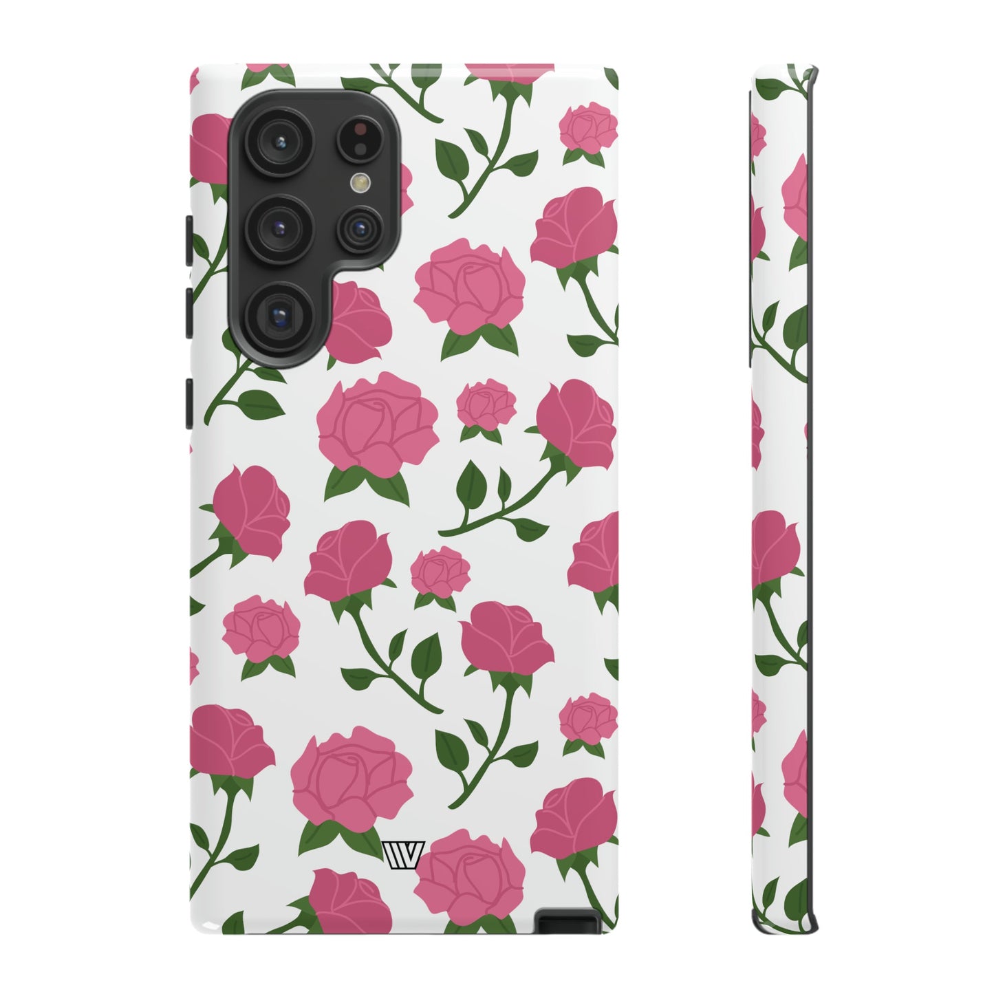 PINK ROSES ON WHITE | Tough Phone Case