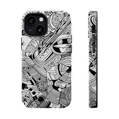 B&W ABSTRACT DOODLE | MagSafe Tough iPhone Case