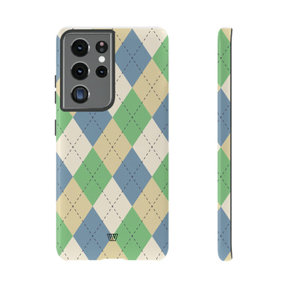 GREEN BLUE BEIGE ARGYLE | Tough Phone Case