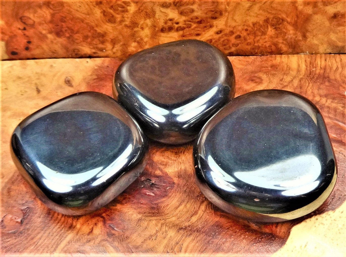 Magnetic Hematite Palm Stone (1 pc) Round Polished Gemstone Magnets Healing Crystals and Stones