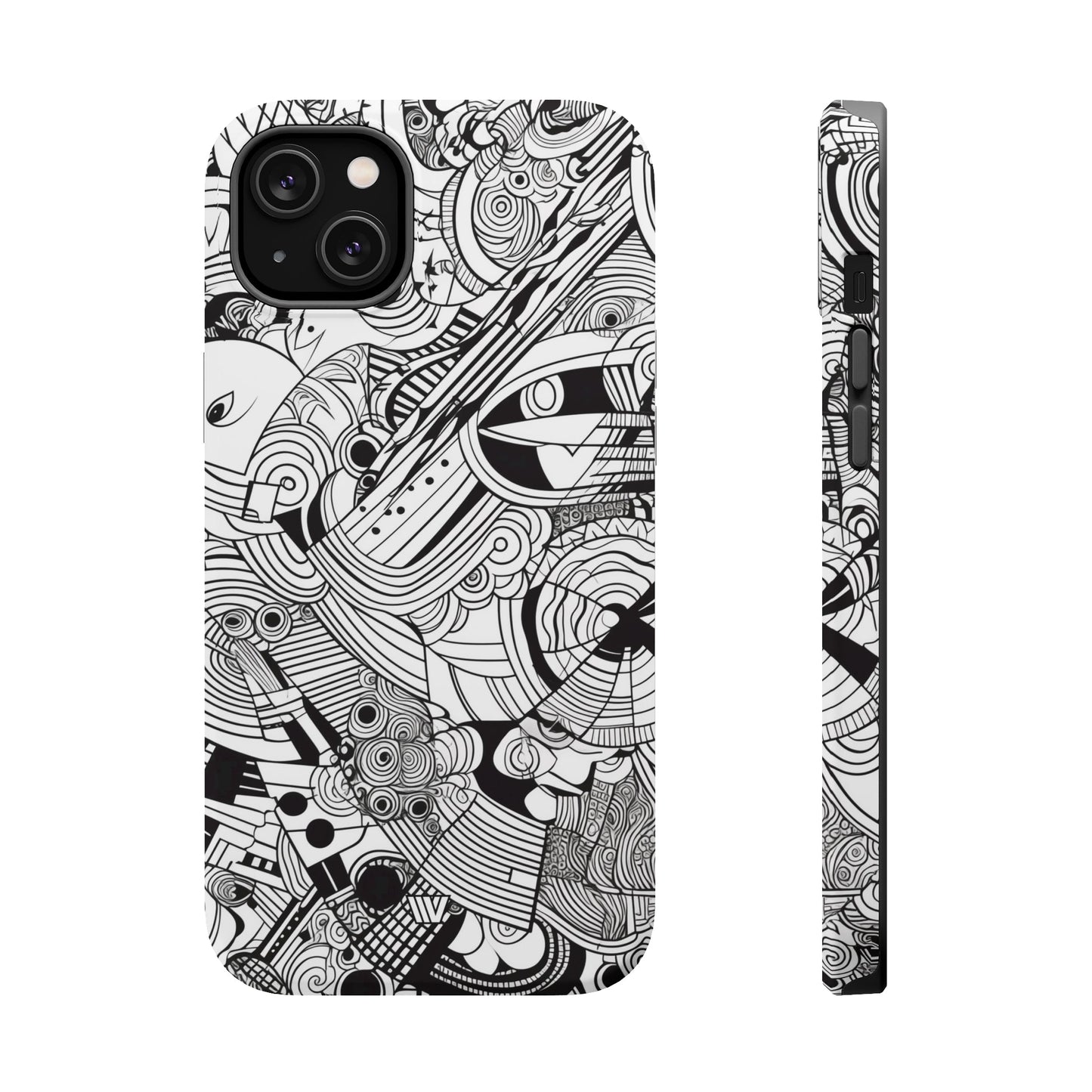 B&W ABSTRACT DOODLE | MagSafe Tough iPhone Case