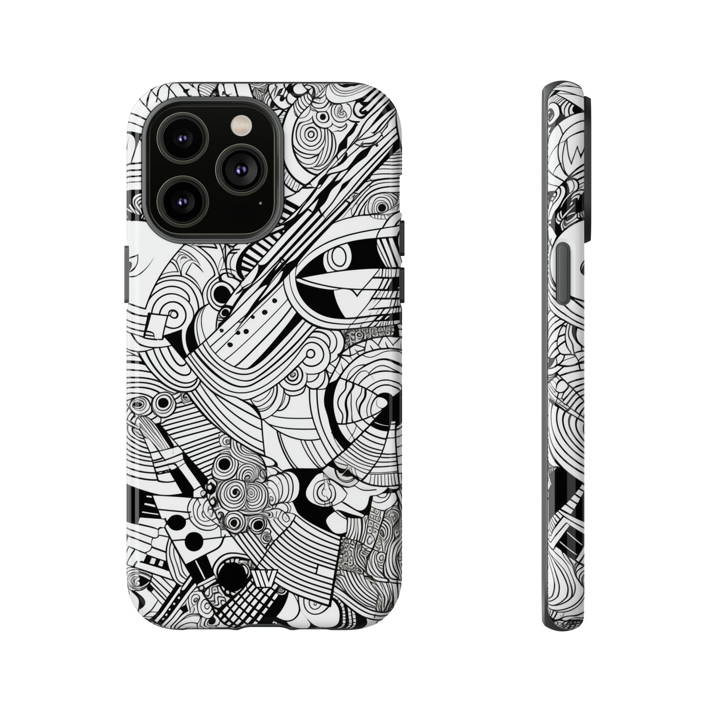 B&W ABSTRACT DOODLE | Tough Phone Case